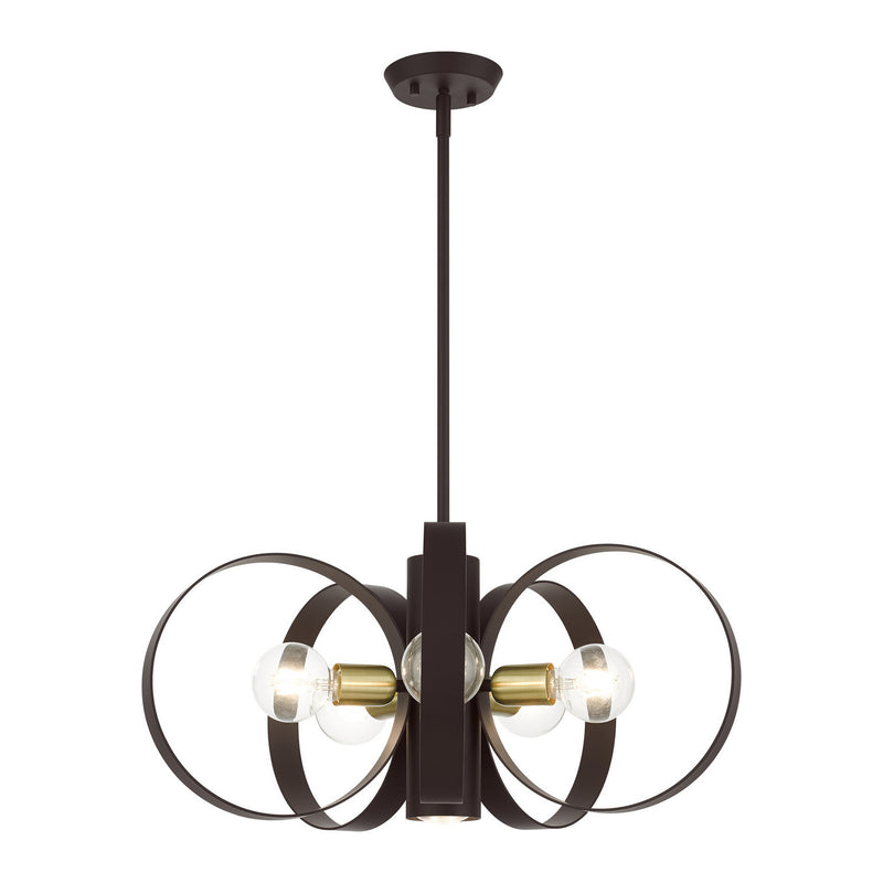 Livex Lighting 46425-07 Six Light Chandelier, Bronze w/ Satin Brasss
