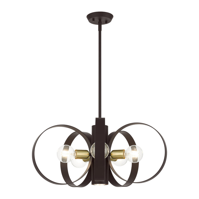 Livex Lighting 46425-07 Six Light Chandelier, Bronze w/ Satin Brasss
