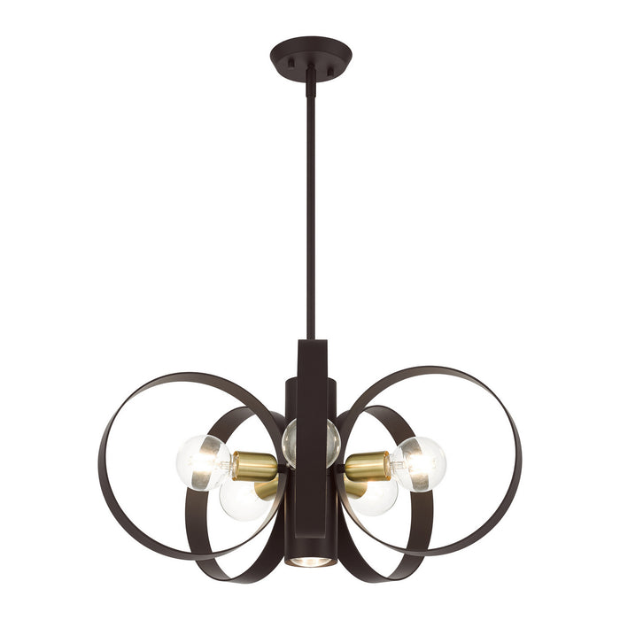 Livex Lighting 46425-07 Six Light Chandelier, Bronze w/ Satin Brasss