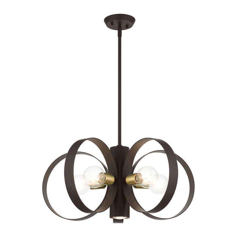 Livex Lighting 46425-07 Six Light Chandelier, Bronze w/ Satin Brasss