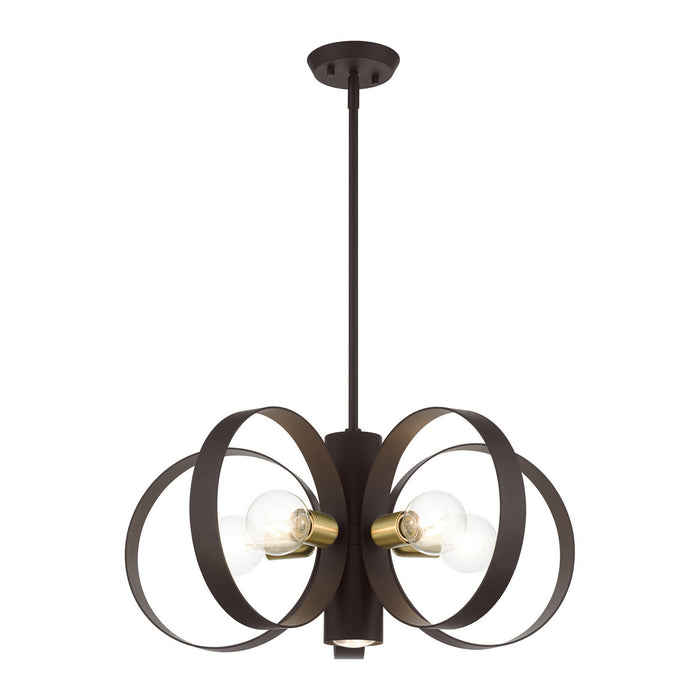 Livex Lighting 46425-07 Six Light Chandelier, Bronze w/ Satin Brasss