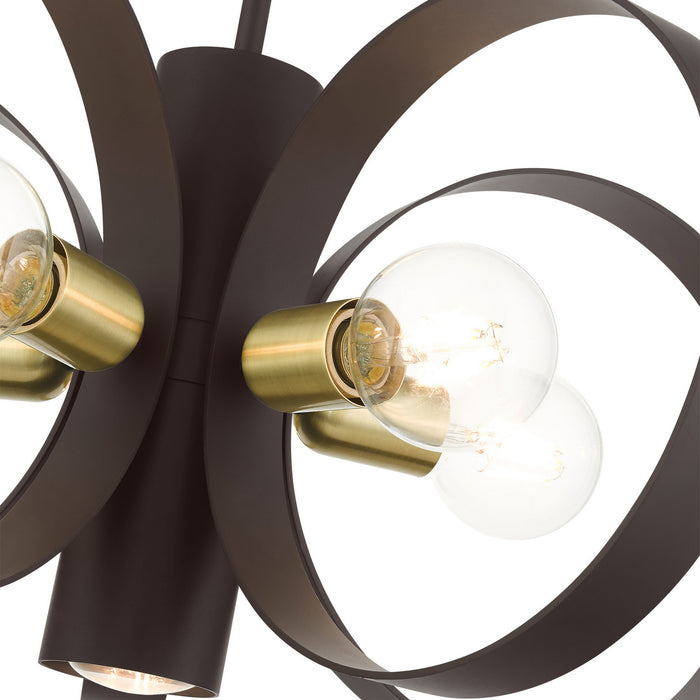 Livex Lighting 46425-07 Six Light Chandelier, Bronze w/ Satin Brasss