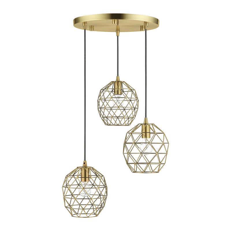 Livex Lighting 46593-01 Three Light Pendant, Antique Brass