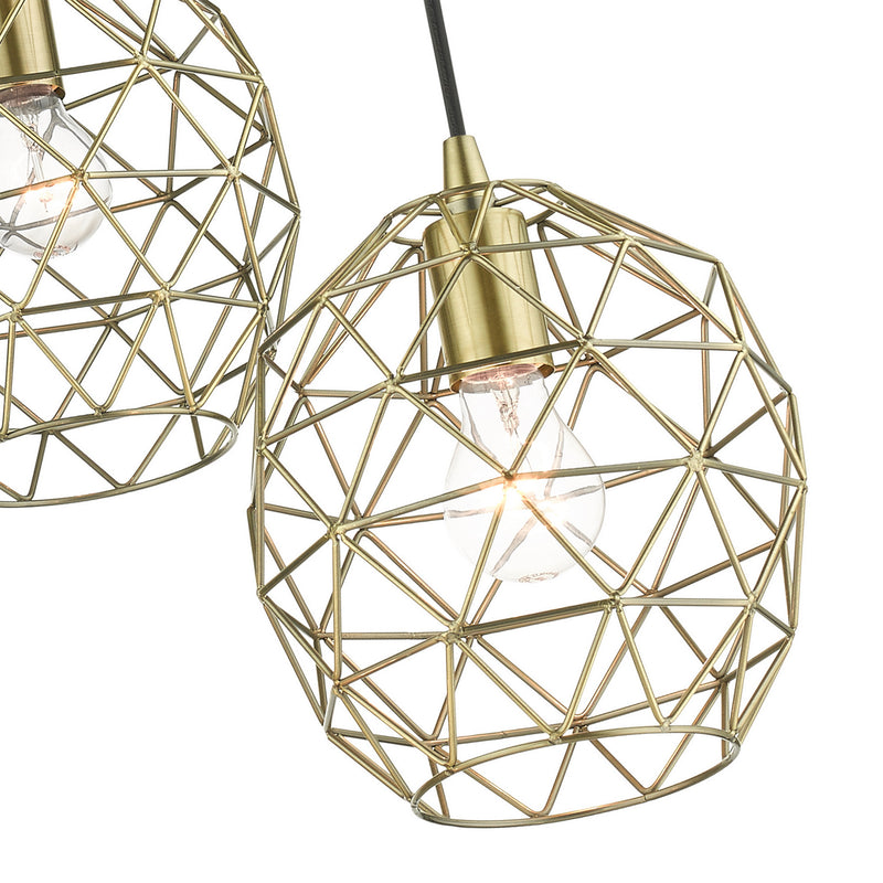 Livex Lighting 46593-01 Three Light Pendant, Antique Brass