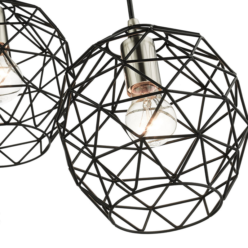 Livex Lighting 46593-04 Three Light Pendant, Black w/ Brushed Nickels