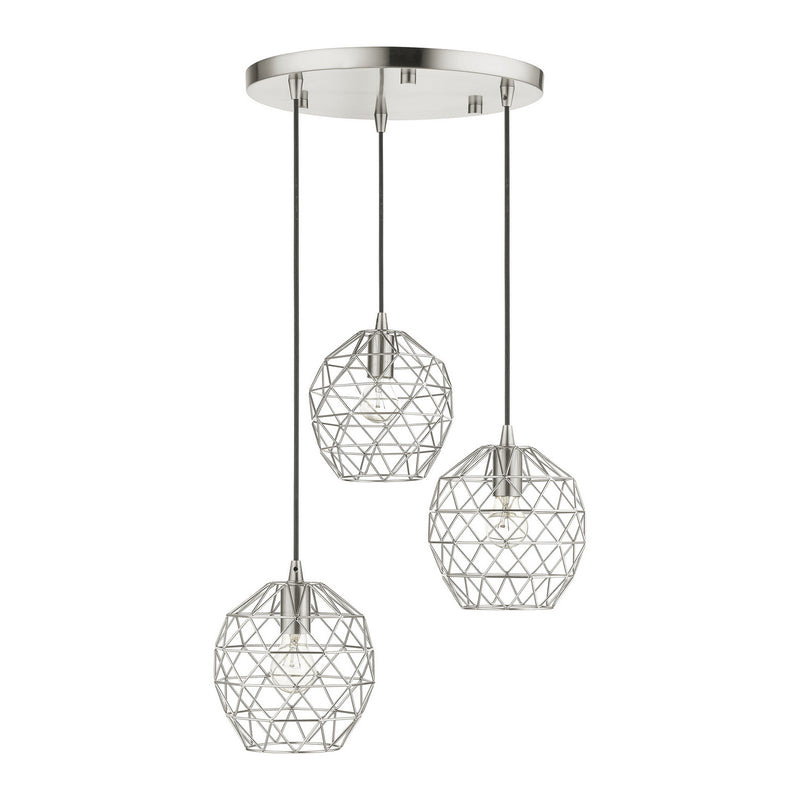 Livex Lighting 46593-91 Three Light Pendant, Brushed Nickel