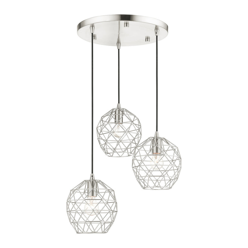 Livex Lighting 46593-91 Three Light Pendant, Brushed Nickel