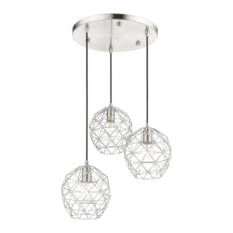 Livex Lighting 46593-91 Three Light Pendant, Brushed Nickel