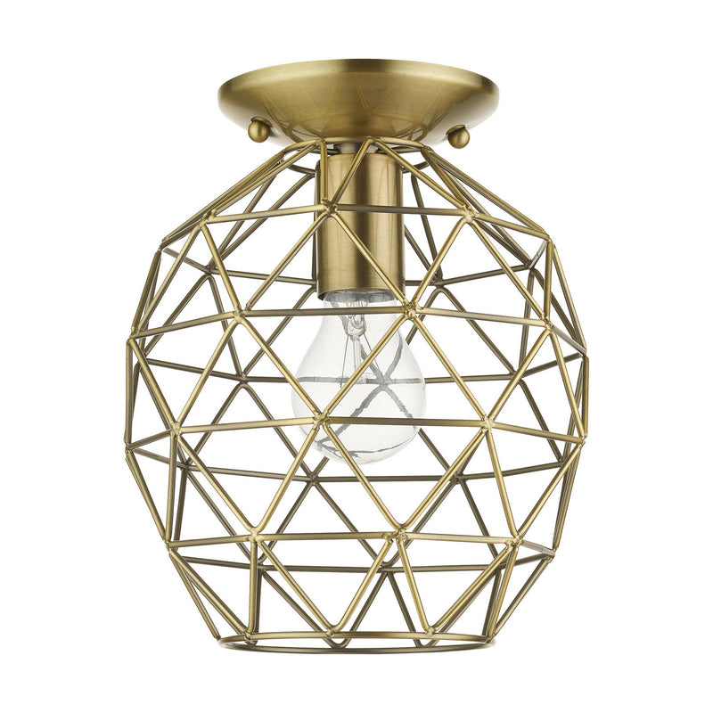 Livex Lighting 46598-01 One Light Flush Mount, Antique Brass