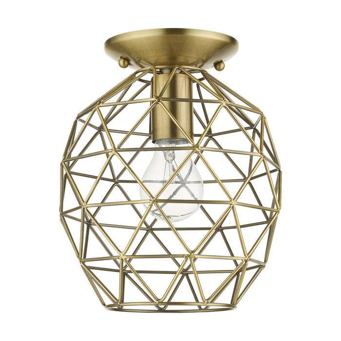 Livex Lighting 46598-01 One Light Flush Mount, Antique Brass