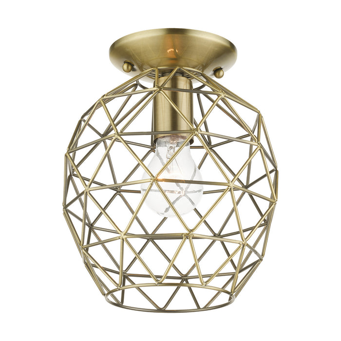 Livex Lighting 46598-01 One Light Flush Mount, Antique Brass
