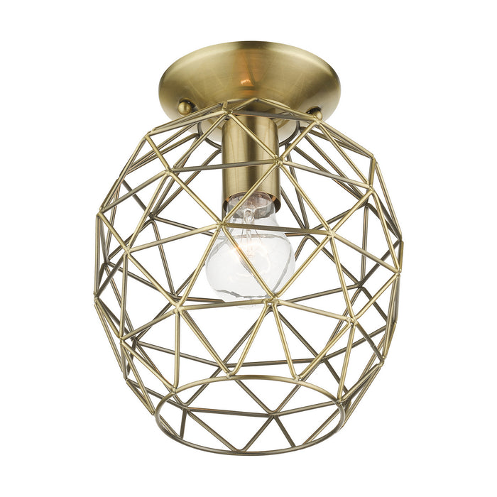 Livex Lighting 46598-01 One Light Flush Mount, Antique Brass