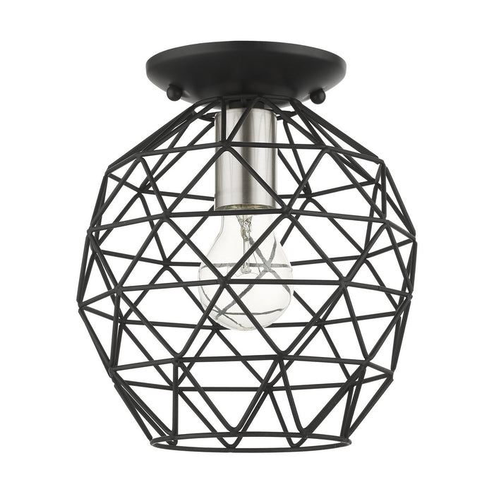 Livex Lighting 46598-04 One Light Flush Mount, Black w/ Brushed Nickels