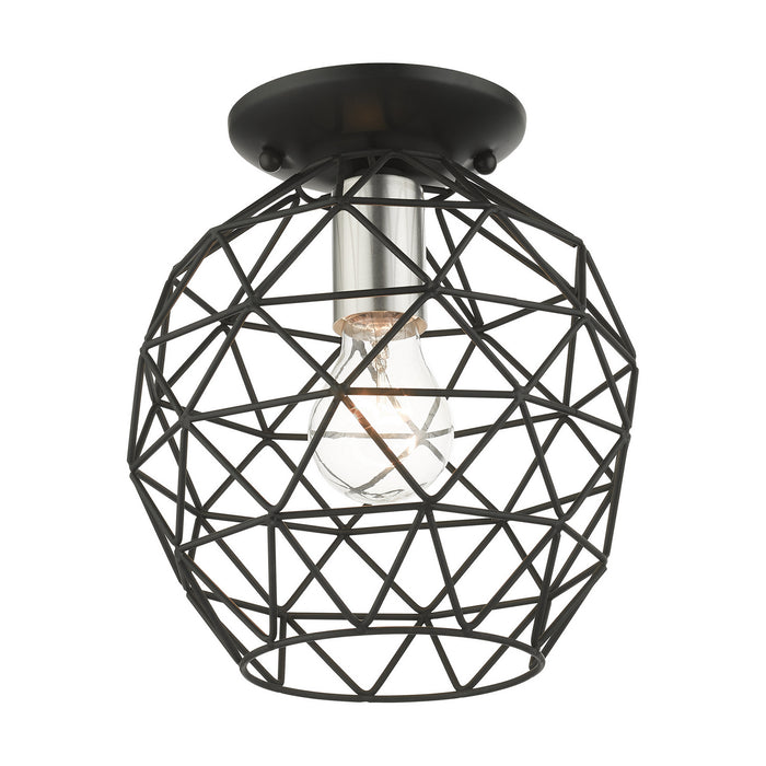 Livex Lighting 46598-04 One Light Flush Mount, Black w/ Brushed Nickels