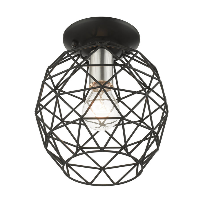 Livex Lighting 46598-04 One Light Flush Mount, Black w/ Brushed Nickels