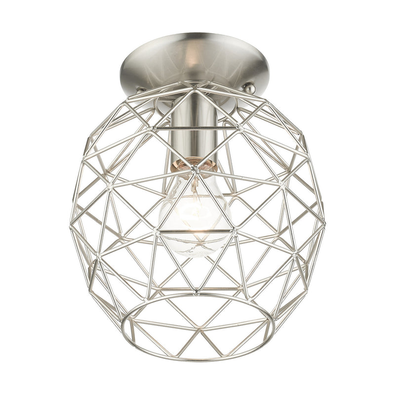 Livex Lighting 46598-91 One Light Flush Mount, Brushed Nickel
