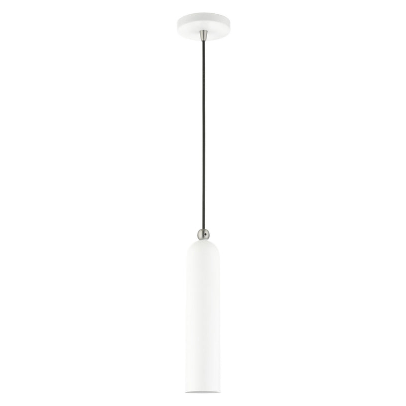 Livex Lighting 46751-03 One Light Pendant, White w/ Brushed Nickels
