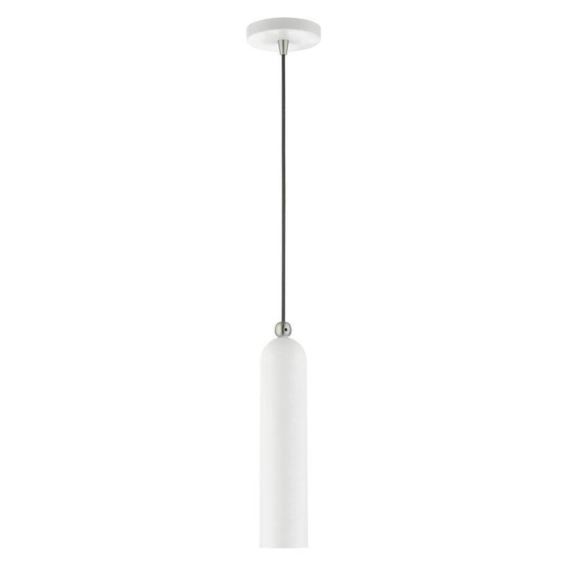 Livex Lighting 46751-03 One Light Pendant, White w/ Brushed Nickels