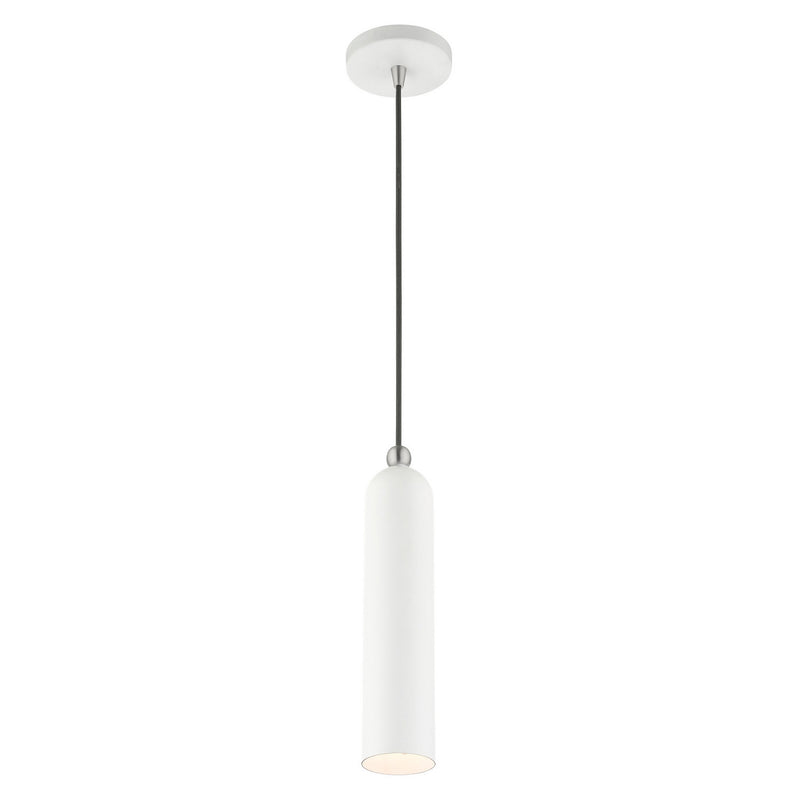 Livex Lighting 46751-03 One Light Pendant, White w/ Brushed Nickels