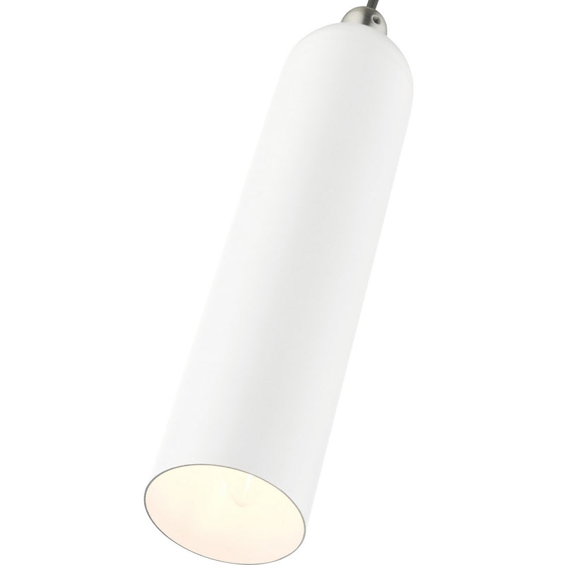 Livex Lighting 46751-03 One Light Pendant, White w/ Brushed Nickels