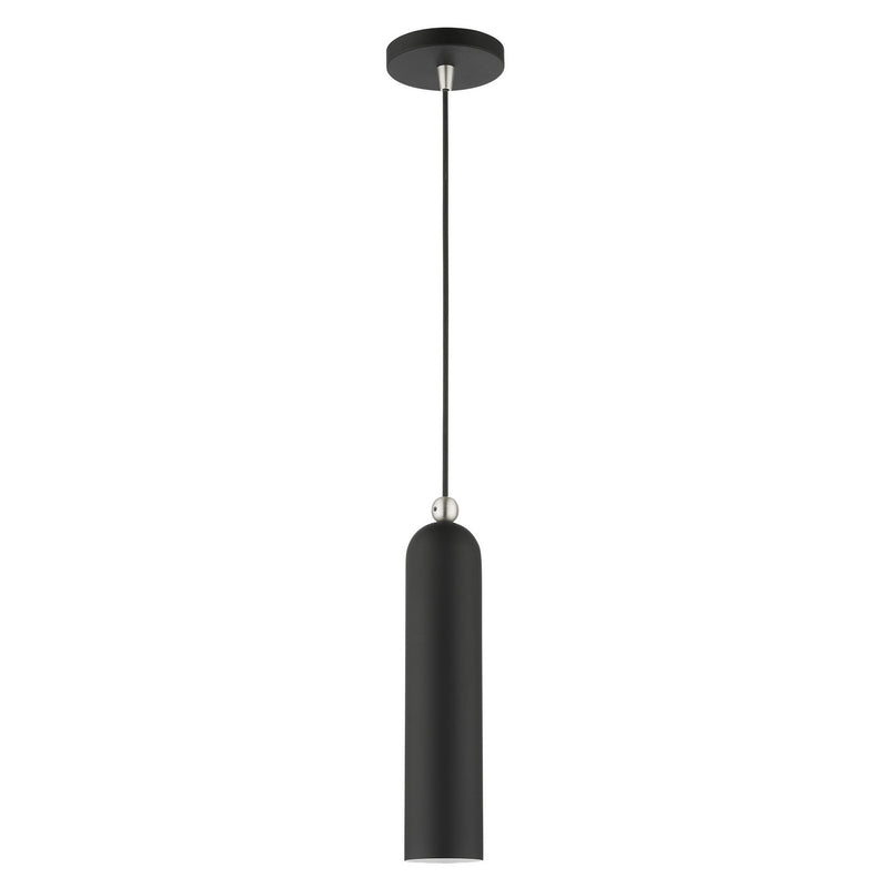 Livex Lighting 46751-04 One Light Pendant, Black w/ Brushed Nickels