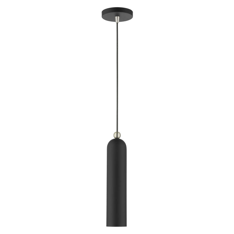 Livex Lighting 46751-04 One Light Pendant, Black w/ Brushed Nickels