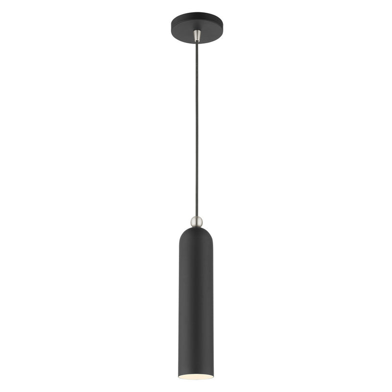 Livex Lighting 46751-04 One Light Pendant, Black w/ Brushed Nickels