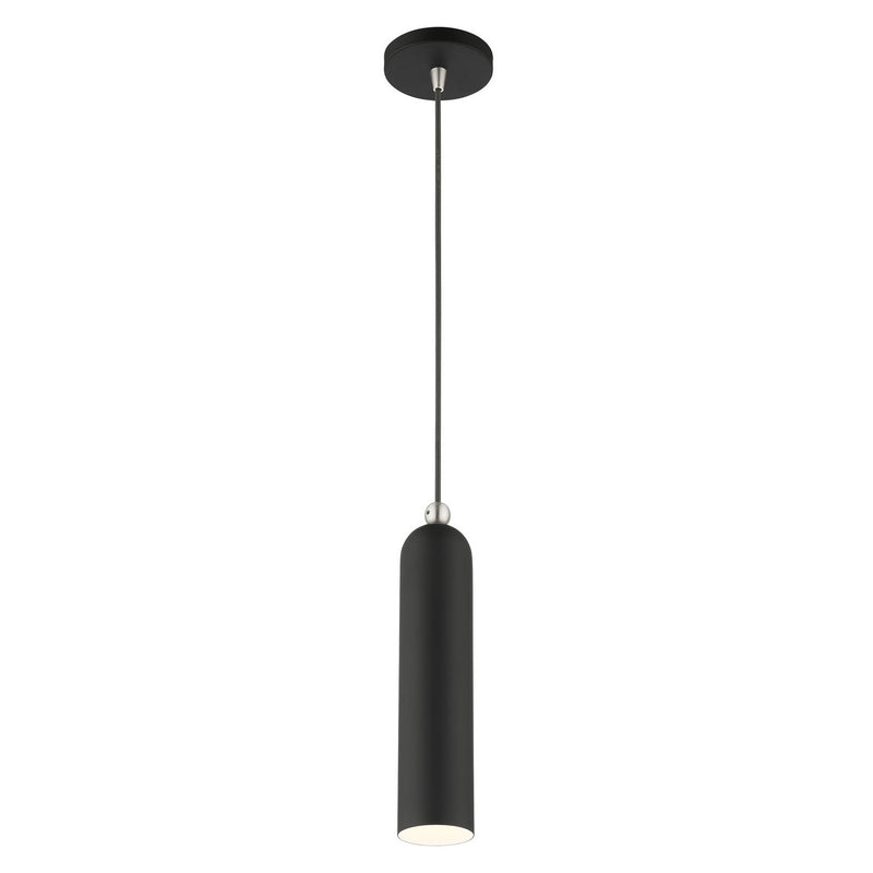 Livex Lighting 46751-04 One Light Pendant, Black w/ Brushed Nickels
