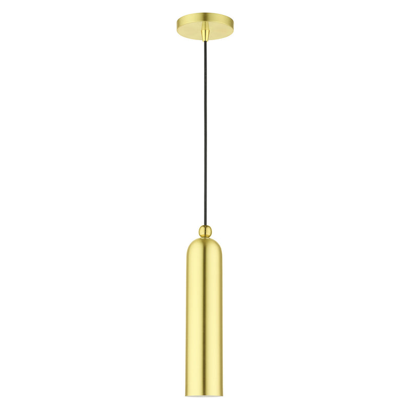 Livex Lighting 46751-12 One Light Pendant, Satin Brass w/ Polished Brasss