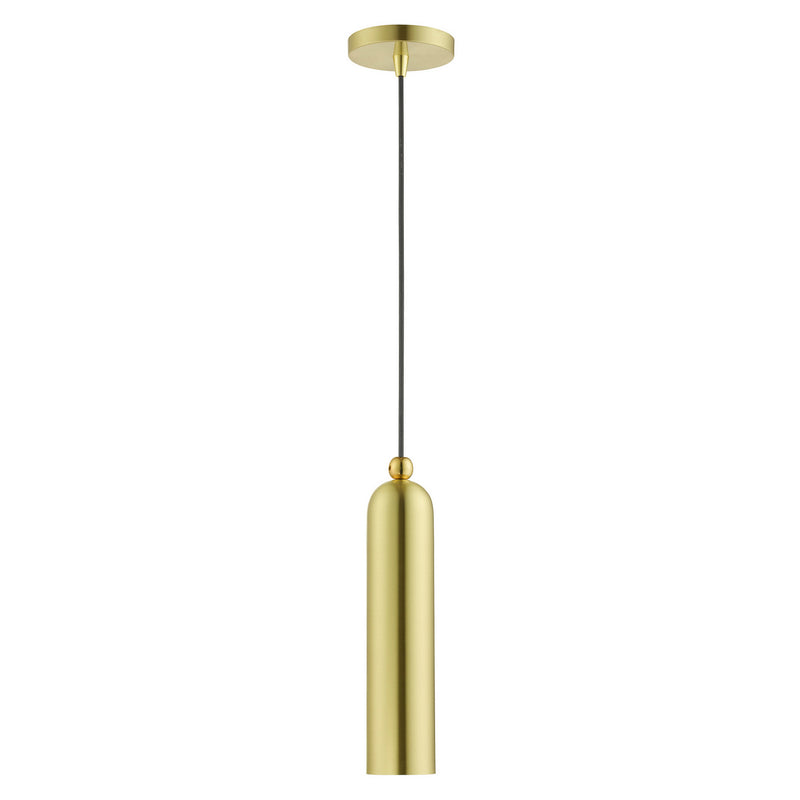Livex Lighting 46751-12 One Light Pendant, Satin Brass w/ Polished Brasss