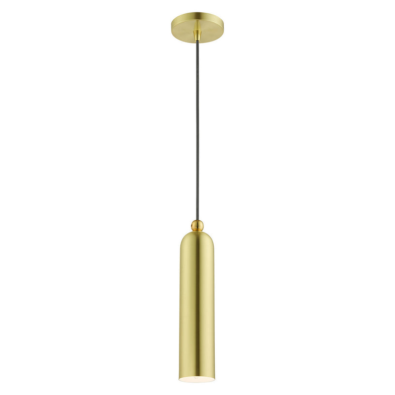 Livex Lighting 46751-12 One Light Pendant, Satin Brass w/ Polished Brasss