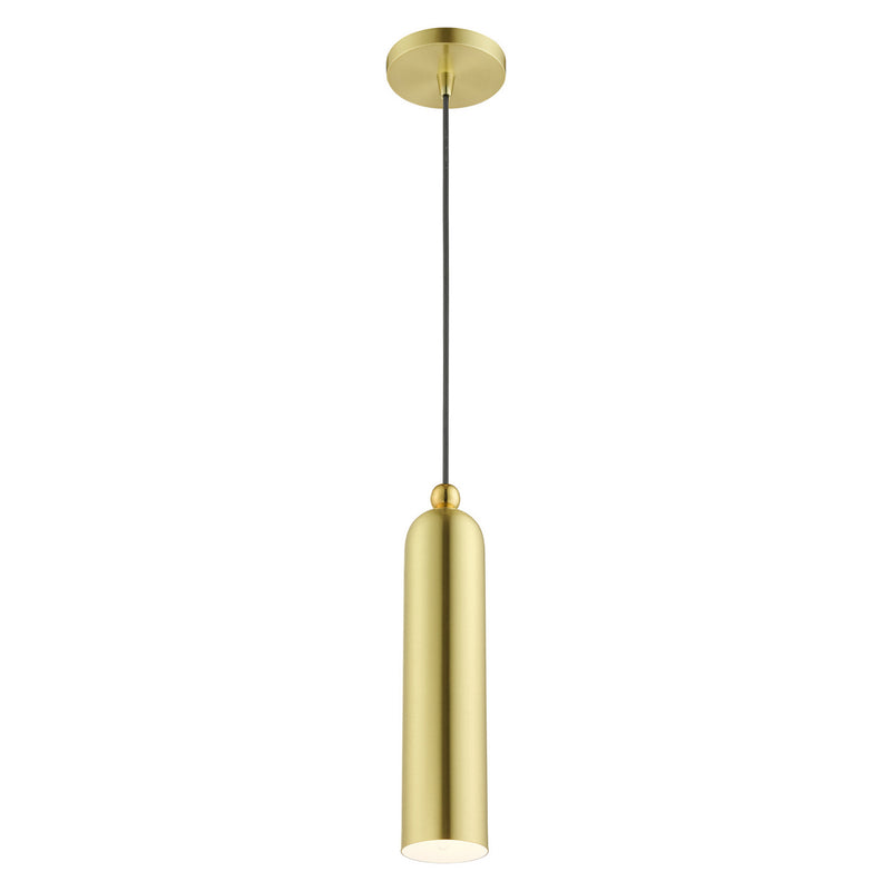 Livex Lighting 46751-12 One Light Pendant, Satin Brass w/ Polished Brasss
