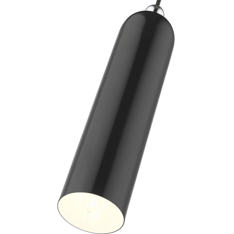 Livex Lighting 46751-68 One Light Pendant, Shiny Black w/ Polished Chromes