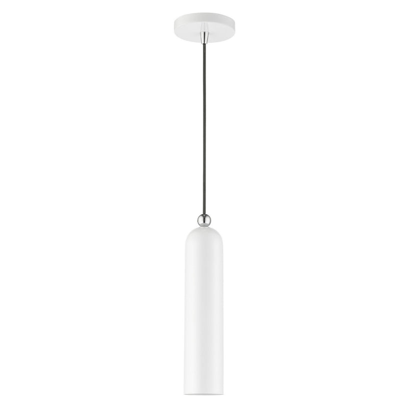 Livex Lighting 46751-69 One Light Pendant, Shiny White w/ Polished Chromes