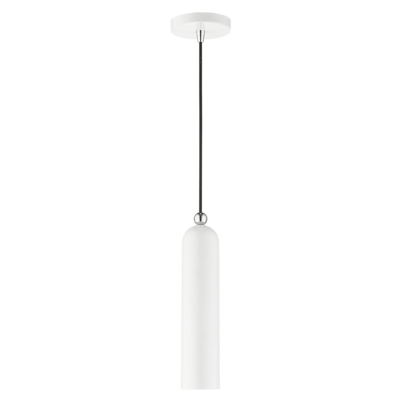 Livex Lighting 46751-69 One Light Pendant, Shiny White w/ Polished Chromes