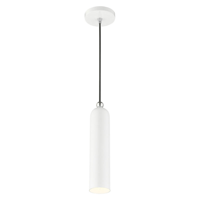 Livex Lighting 46751-69 One Light Pendant, Shiny White w/ Polished Chromes