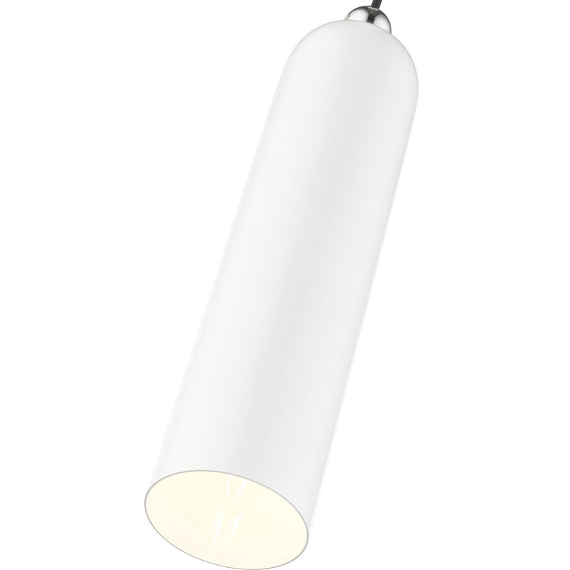 Livex Lighting 46751-69 One Light Pendant, Shiny White w/ Polished Chromes
