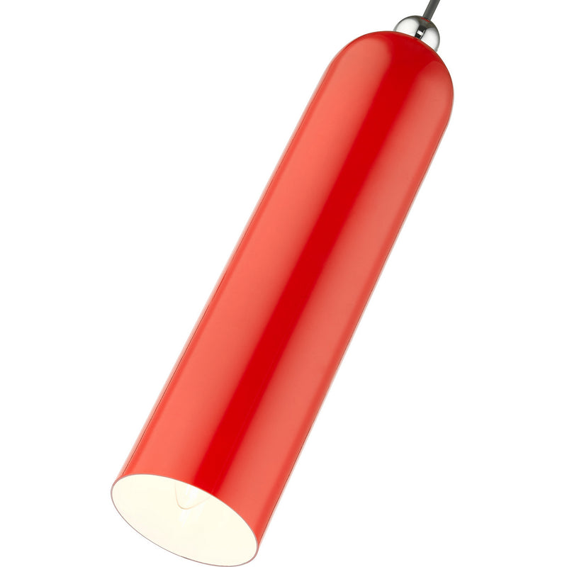 Livex Lighting 46751-72 One Light Pendant, Shiny Red w/ Polished Chromes