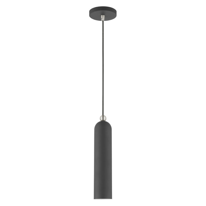 Livex Lighting 46751-76 One Light Pendant, Scandinavian Gray w/ Brushed Nickels