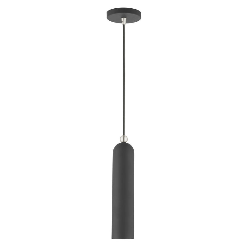 Livex Lighting 46751-76 One Light Pendant, Scandinavian Gray w/ Brushed Nickels