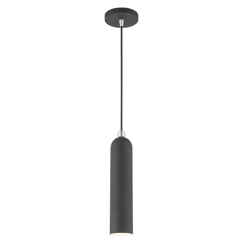Livex Lighting 46751-76 One Light Pendant, Scandinavian Gray w/ Brushed Nickels