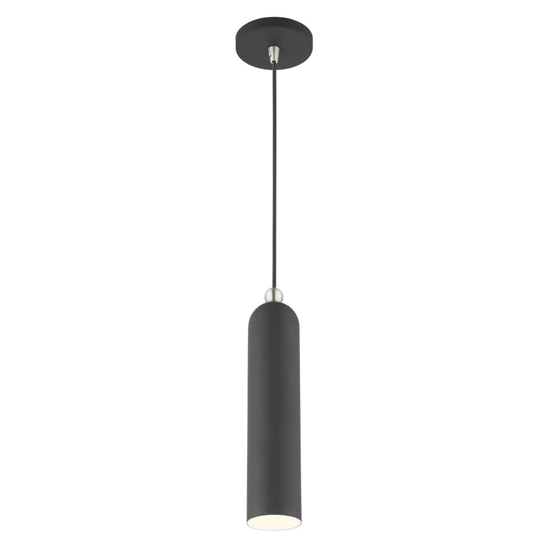 Livex Lighting 46751-76 One Light Pendant, Scandinavian Gray w/ Brushed Nickels
