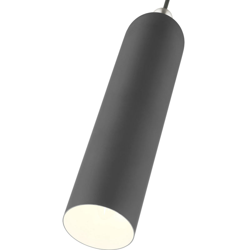 Livex Lighting 46751-76 One Light Pendant, Scandinavian Gray w/ Brushed Nickels