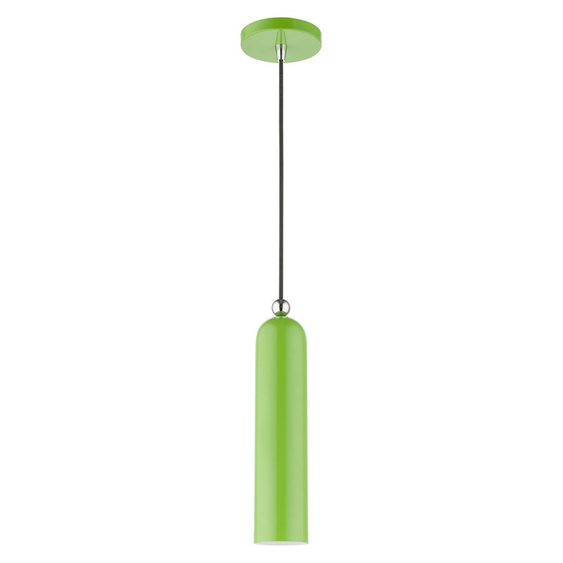Livex Lighting 46751-78 One Light Pendant, Shiny Apple Green w/ Polished Chromes