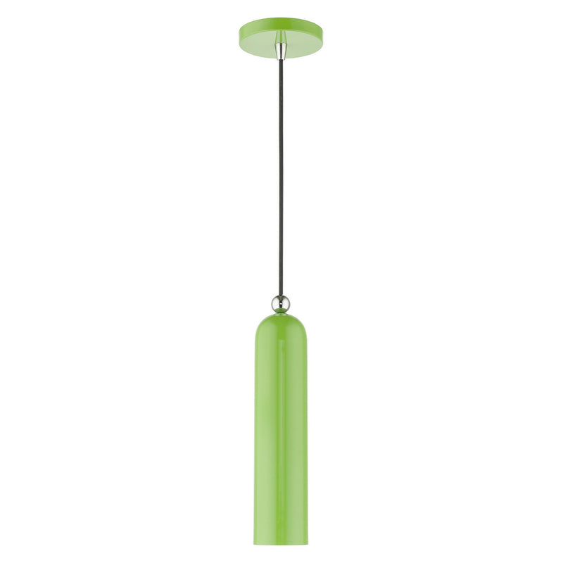Livex Lighting 46751-78 One Light Pendant, Shiny Apple Green w/ Polished Chromes