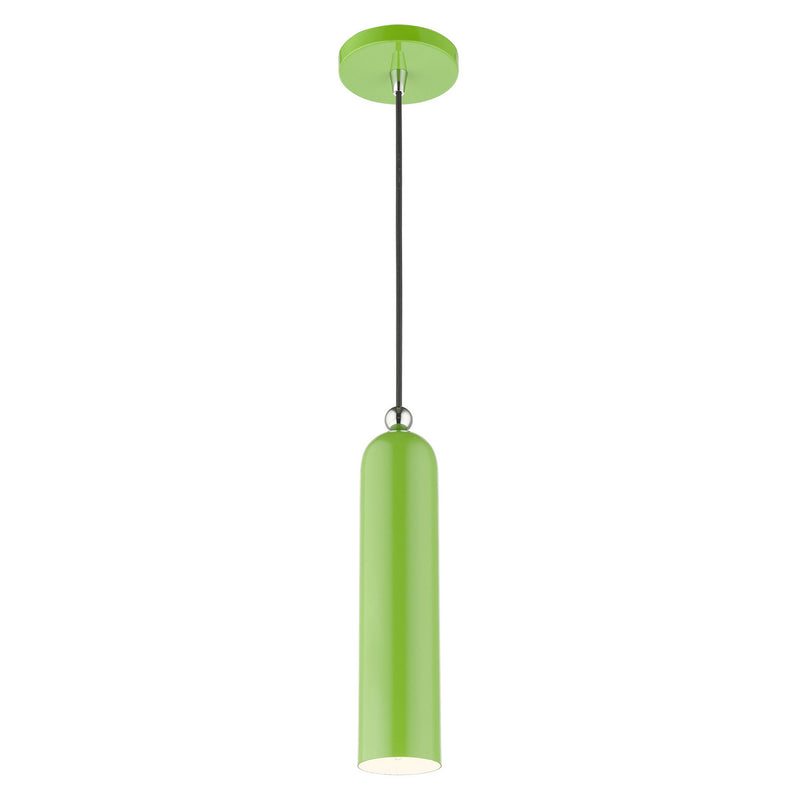 Livex Lighting 46751-78 One Light Pendant, Shiny Apple Green w/ Polished Chromes