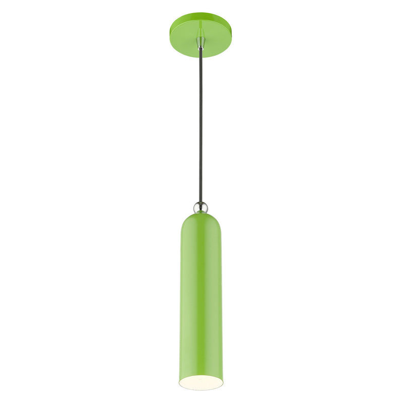 Livex Lighting 46751-78 One Light Pendant, Shiny Apple Green w/ Polished Chromes
