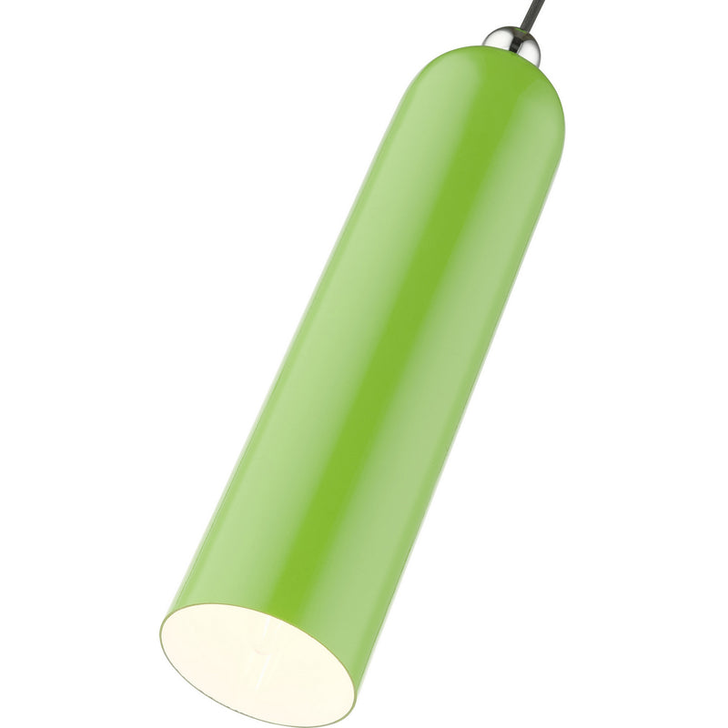 Livex Lighting 46751-78 One Light Pendant, Shiny Apple Green w/ Polished Chromes