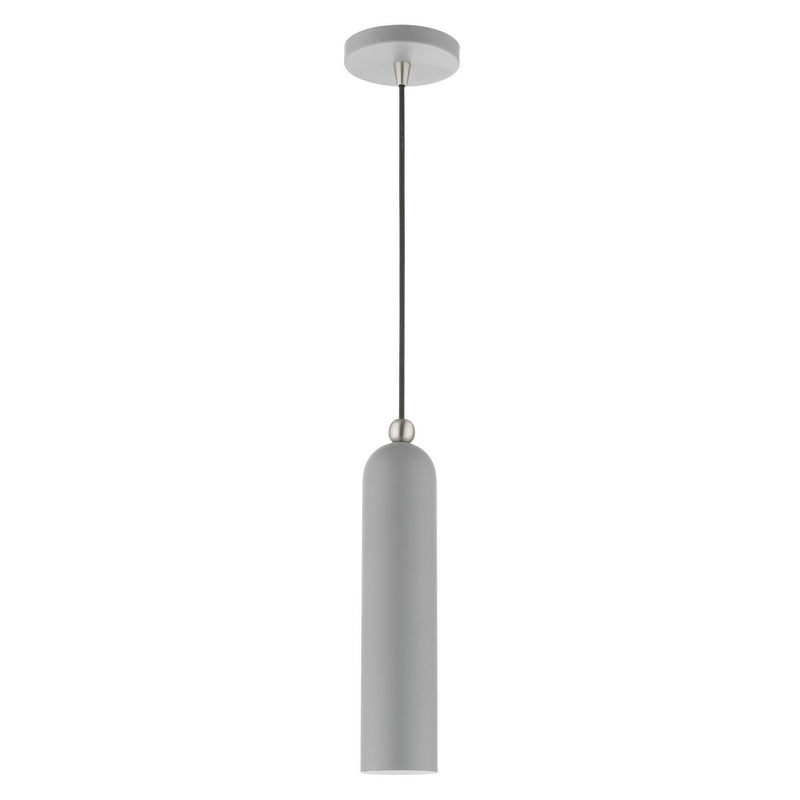 Livex Lighting 46751-80 One Light Pendant, Nordic Gray w/ Brushed Nickels