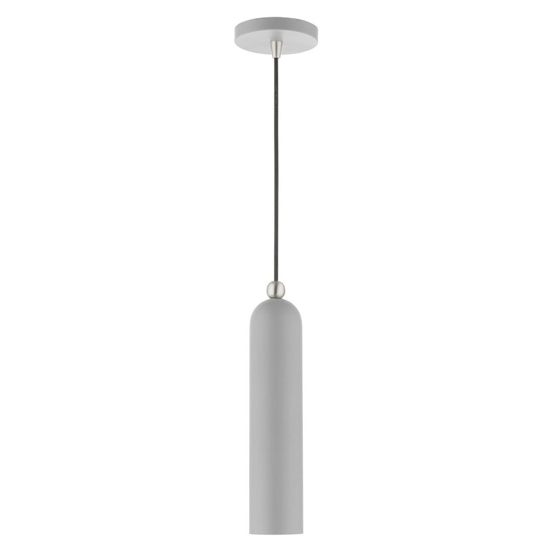 Livex Lighting 46751-80 One Light Pendant, Nordic Gray w/ Brushed Nickels